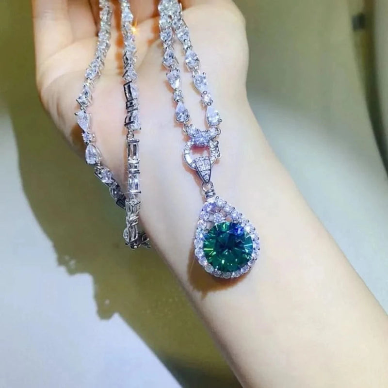 10 Carat Moissanite 925 Sterling Silver Teardrop Shape Necklace - ShalayeFashion