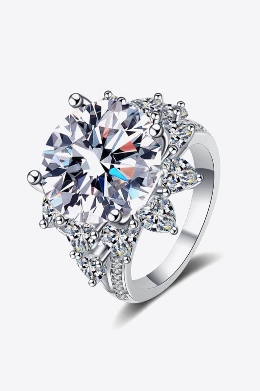 10 Carat Moissanite Flower - Shaped Ring - ShalayeFashion
