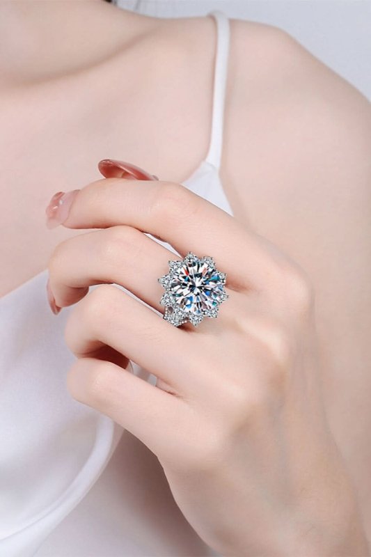 10 Carat Moissanite Flower - Shaped Ring - ShalayeFashion