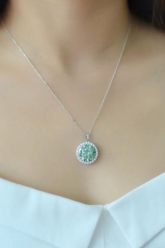10 Carat Moissanite Pendant Platinum - Plated Necklace - ShalayeFashion