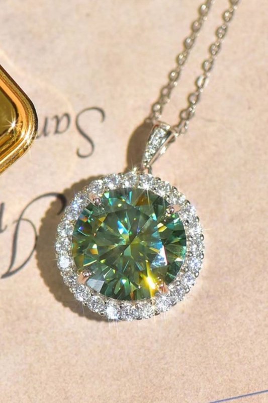 10 Carat Moissanite Pendant Platinum - Plated Necklace - ShalayeFashion