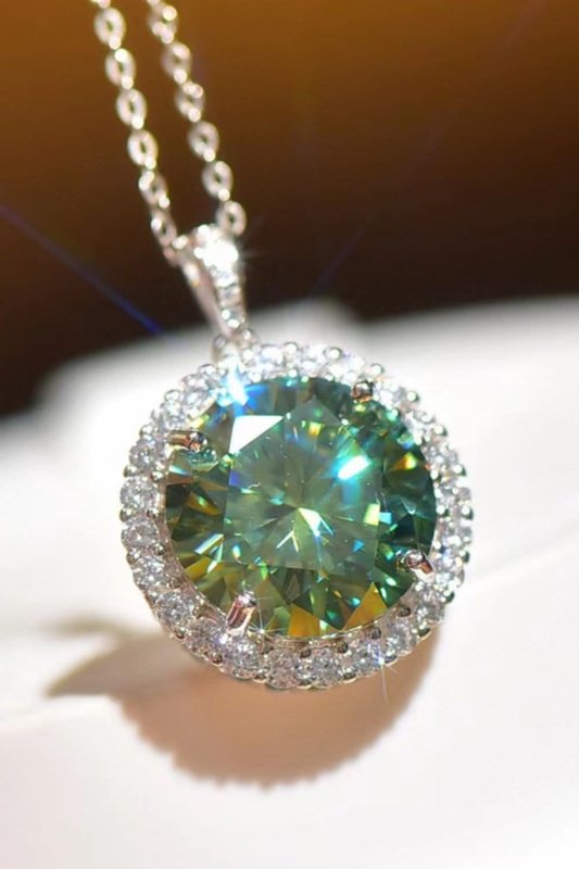 10 Carat Moissanite Pendant Platinum - Plated Necklace - ShalayeFashion