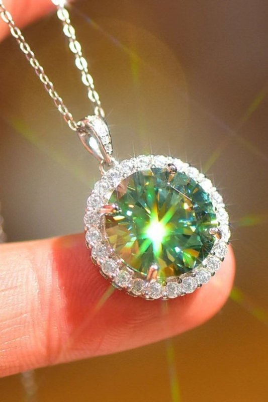 10 Carat Moissanite Pendant Platinum - Plated Necklace - ShalayeFashion