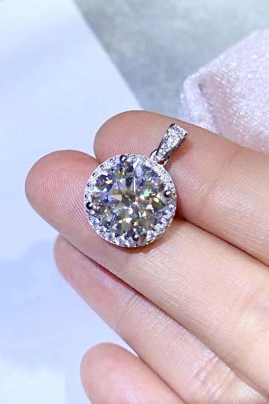 10 Carat Moissanite Pendant Platinum - Plated Necklace - ShalayeFashion