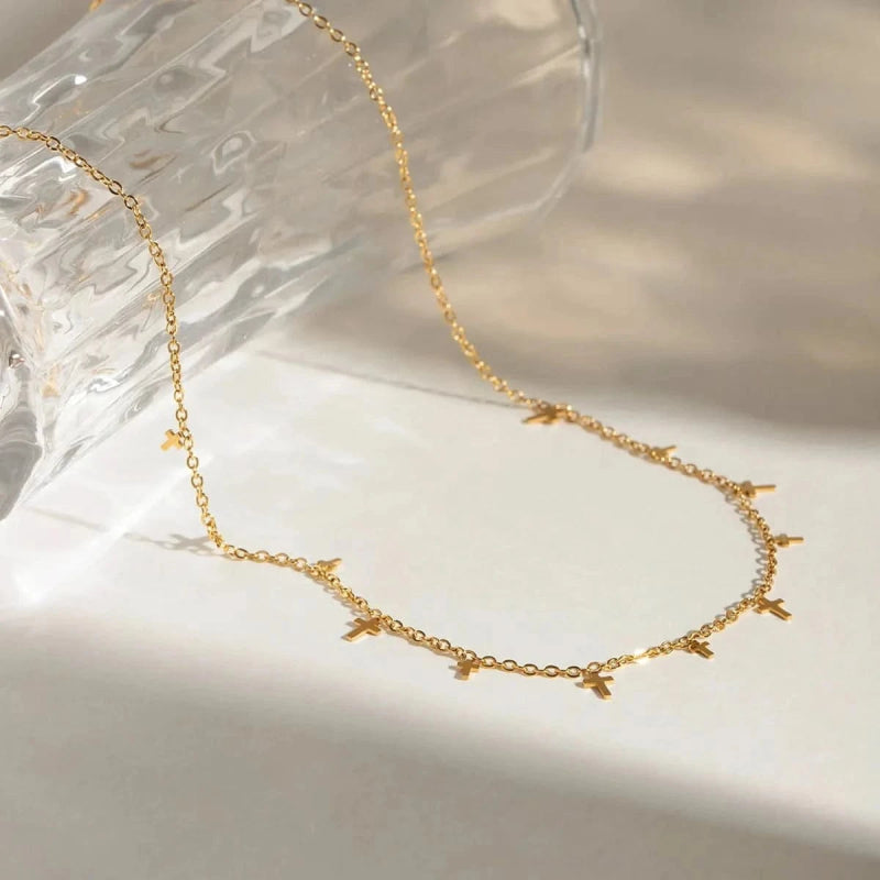 18K Gold - Plated Cross Necklace - ShalayeFashion