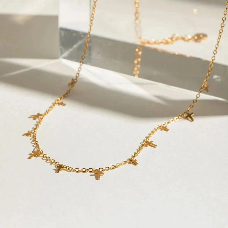 18K Gold - Plated Cross Necklace - ShalayeFashion