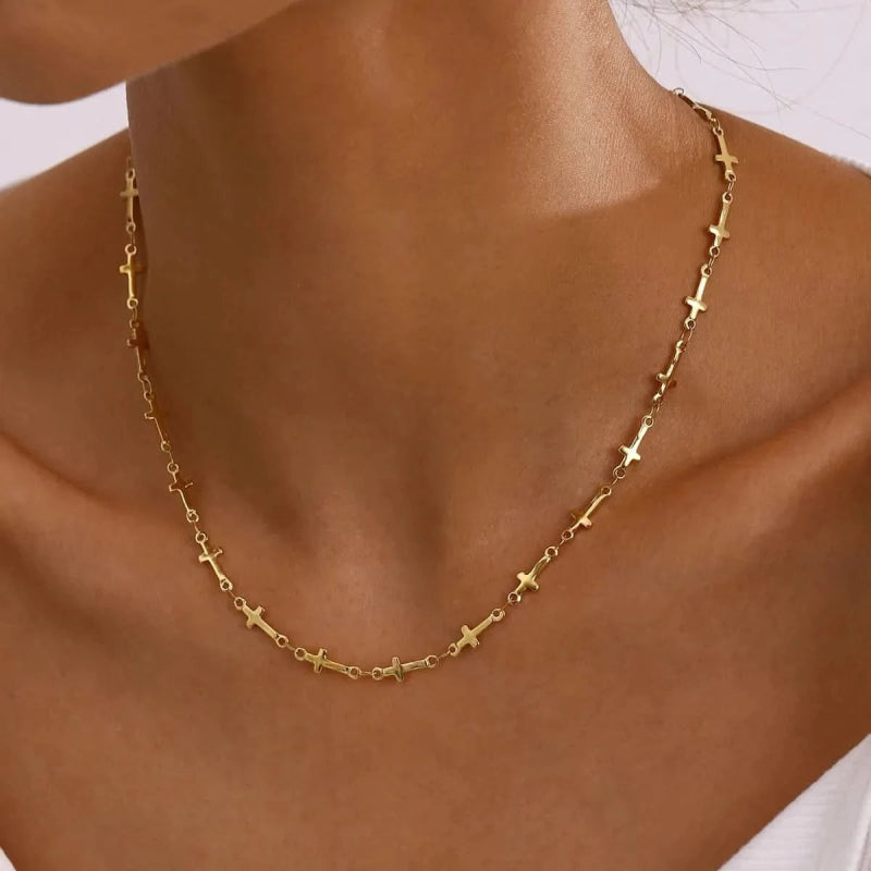 18K Gold - Plated Cross Necklace - ShalayeFashion