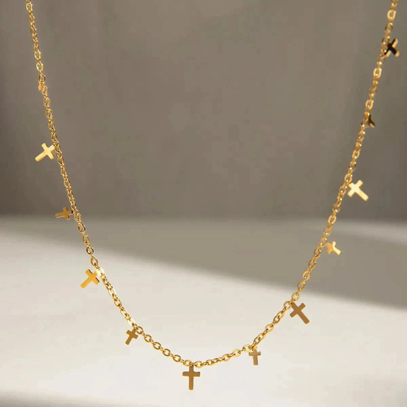 18K Gold - Plated Cross Necklace - ShalayeFashion
