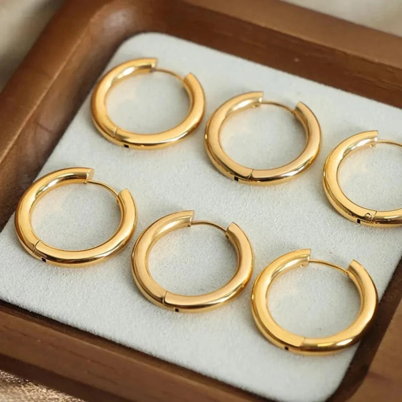 18K Gold - Plated Huggie Earrings - ShalayeFashion