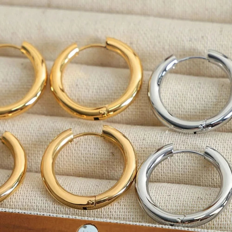 18K Gold - Plated Huggie Earrings - ShalayeFashion
