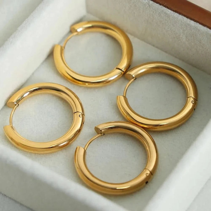 18K Gold - Plated Huggie Earrings - ShalayeFashion
