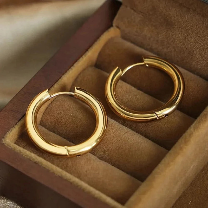 18K Gold - Plated Huggie Earrings - ShalayeFashion