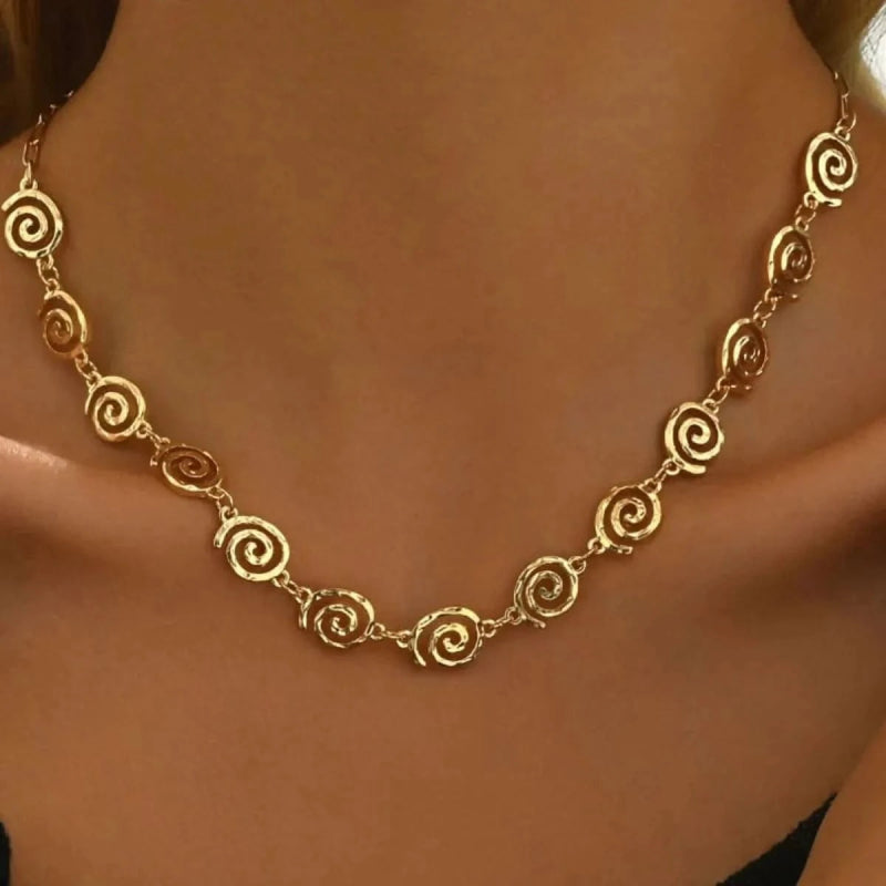 18K Gold - Plated Spiral Neclace and Bracelet Jewelry Set - ShalayeFashion