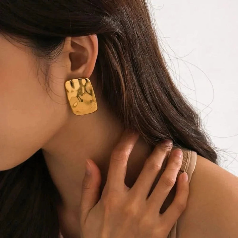 18K Gold - Plated Square Earrings - ShalayeFashion