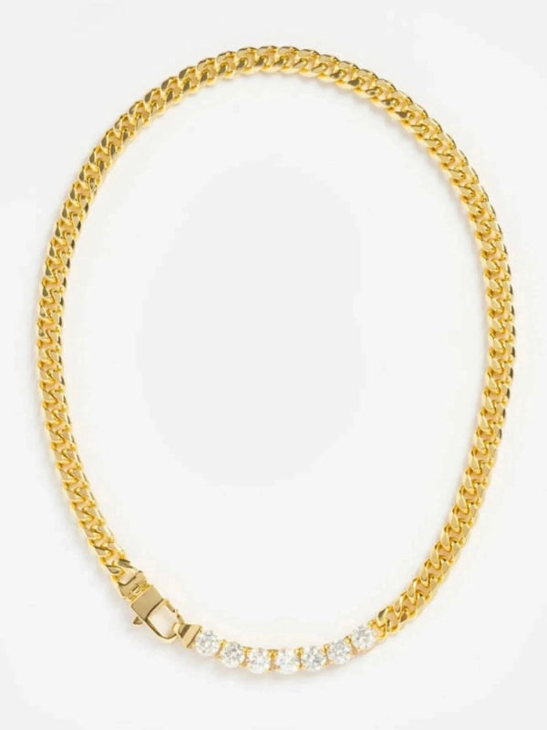 18K Gold - Plated Zircon Necklace and Bracelet Jewelry Set - ShalayeFashion