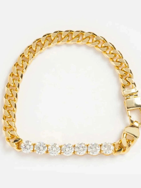 18K Gold - Plated Zircon Necklace and Bracelet Jewelry Set - ShalayeFashion