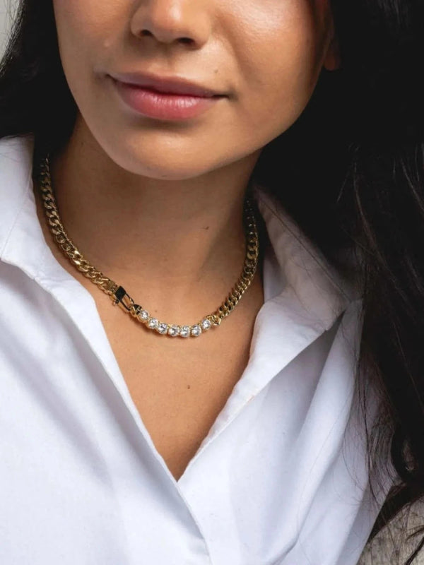 18K Gold - Plated Zircon Necklace and Bracelet Jewelry Set - ShalayeFashion