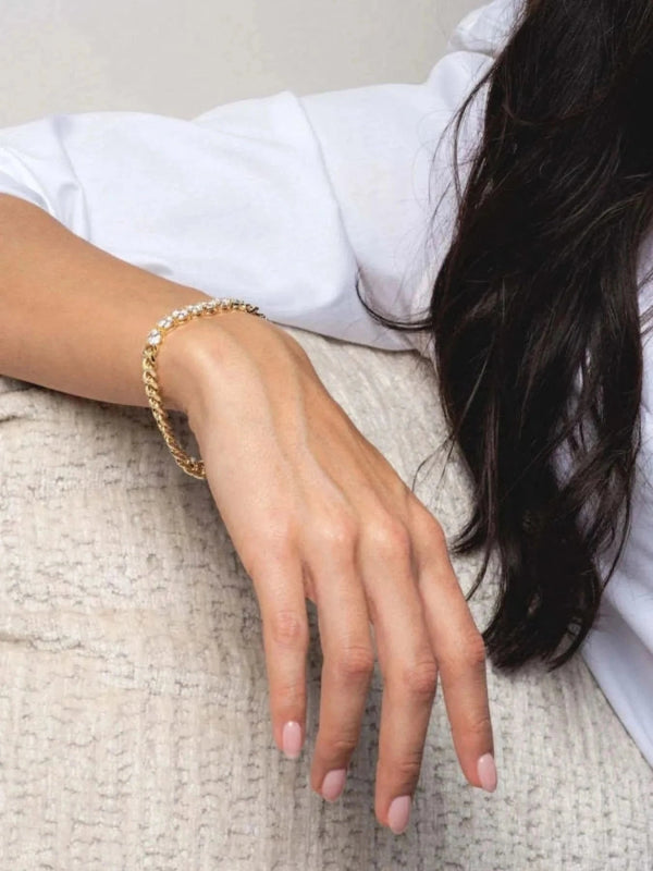 18K Gold - Plated Zircon Necklace and Bracelet Jewelry Set - ShalayeFashion