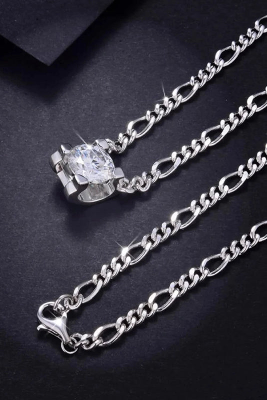 2 Carat Moissanite 925 Sterling Silver Pendant Necklace - ShalayeFashion