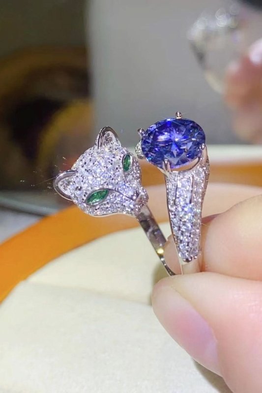 2 Carat Moissanite Adjustable Animal Bypass Ring - ShalayeFashion