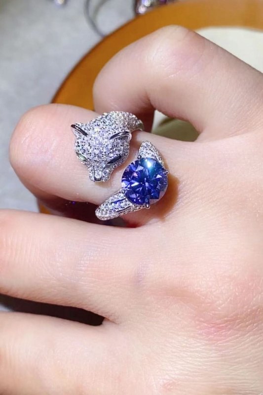 2 Carat Moissanite Adjustable Animal Bypass Ring - ShalayeFashion