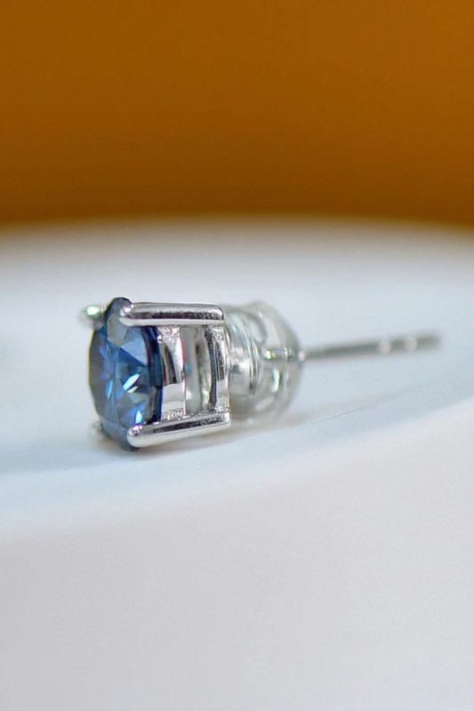 2 Carat Moissanite Four - Prong Platinum - Plated Earrings - ShalayeFashion