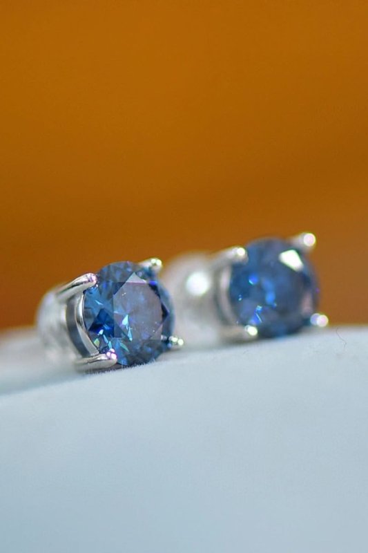 2 Carat Moissanite Four - Prong Platinum - Plated Earrings - ShalayeFashion
