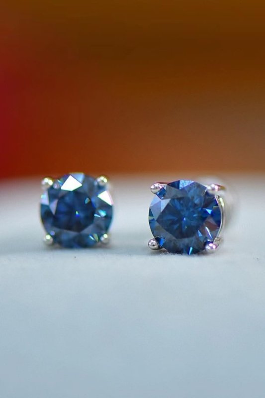 2 Carat Moissanite Four - Prong Platinum - Plated Earrings - ShalayeFashion