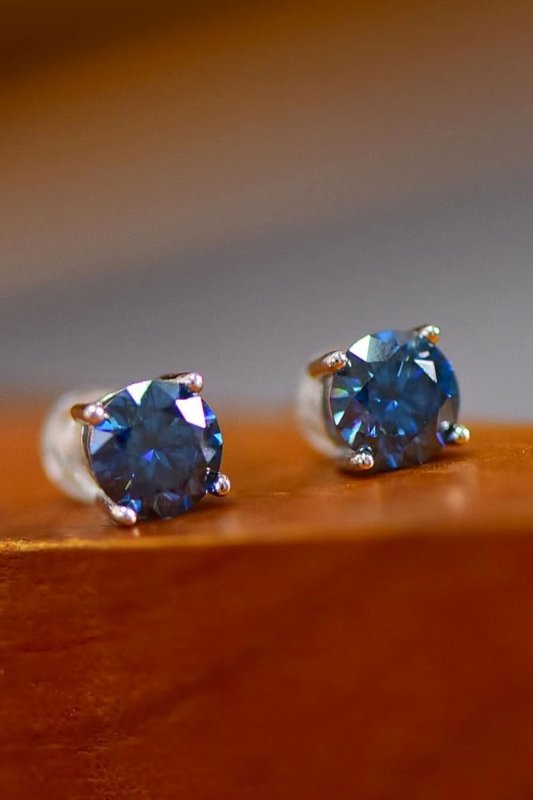 2 Carat Moissanite Four - Prong Platinum - Plated Earrings - ShalayeFashion