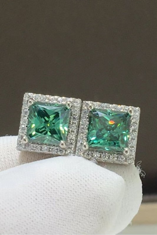 2 Carat Moissanite Square Stud Earrings - ShalayeFashion