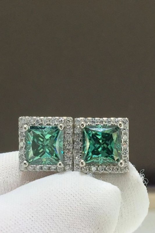 2 Carat Moissanite Square Stud Earrings - ShalayeFashion