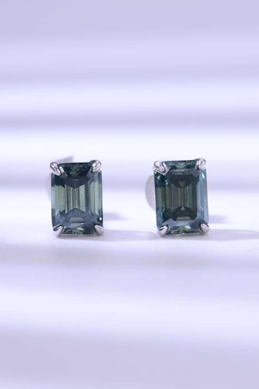 2 Carat Moissanite Stud Earrings in Green - ShalayeFashion