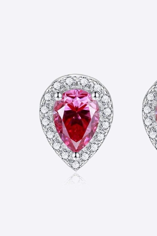 2 Carat Moissanite Teardrop Stud Earrings in Rose - ShalayeFashion