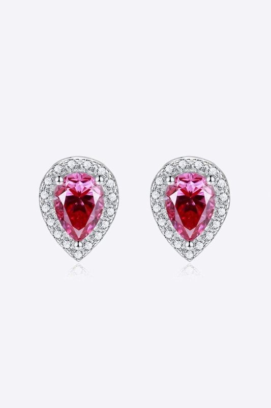 2 Carat Moissanite Teardrop Stud Earrings in Rose - ShalayeFashion