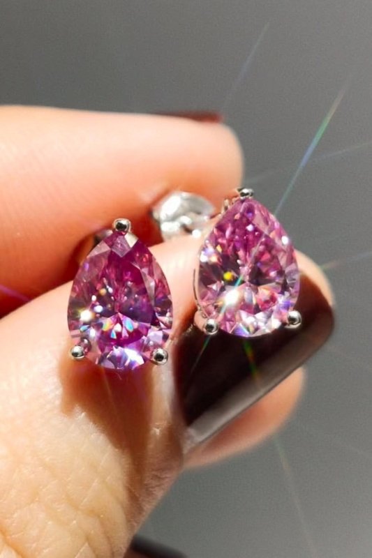 2 Carat Teardrop Moissanite Platinum - Plated Stud Earrings - ShalayeFashion