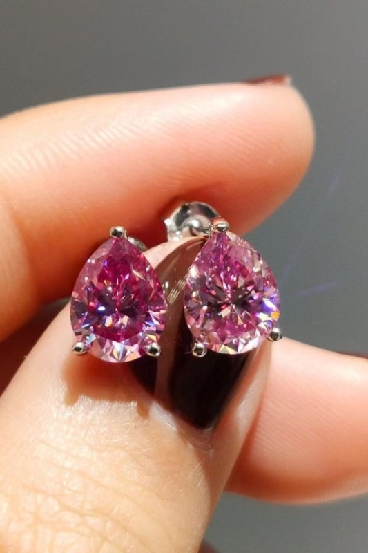 2 Carat Teardrop Moissanite Platinum - Plated Stud Earrings - ShalayeFashion