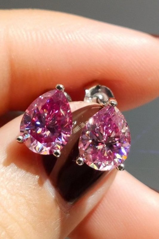 2 Carat Teardrop Moissanite Platinum - Plated Stud Earrings - ShalayeFashion