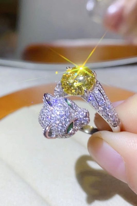 2 Carat Yellow Moissanite Animal Bypass Ring - ShalayeFashion