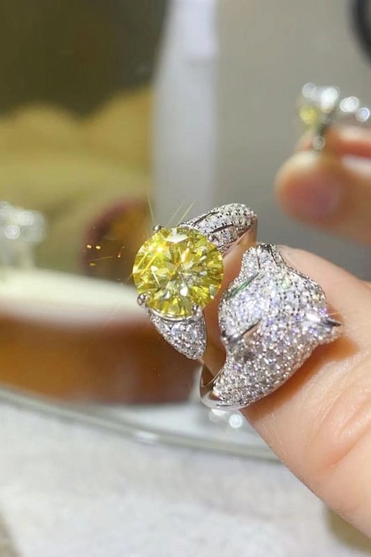 2 Carat Yellow Moissanite Animal Bypass Ring - ShalayeFashion
