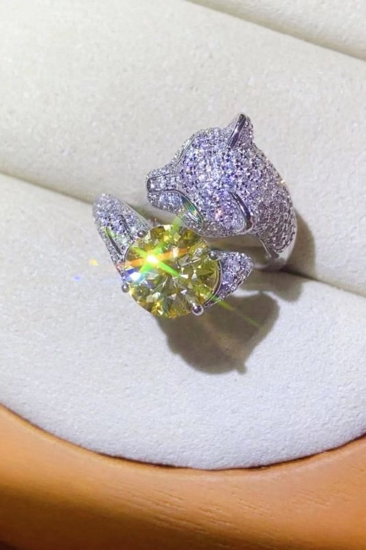 2 Carat Yellow Moissanite Animal Bypass Ring - ShalayeFashion