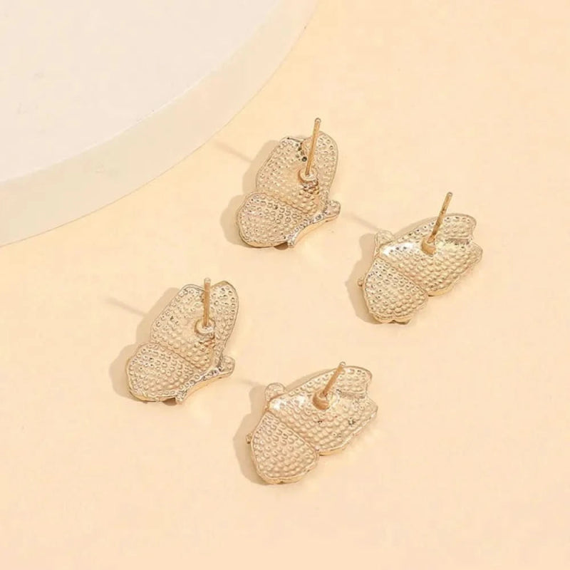 2 Piece Rhinestone Alloy Butterfly Stud Earrings - ShalayeFashion
