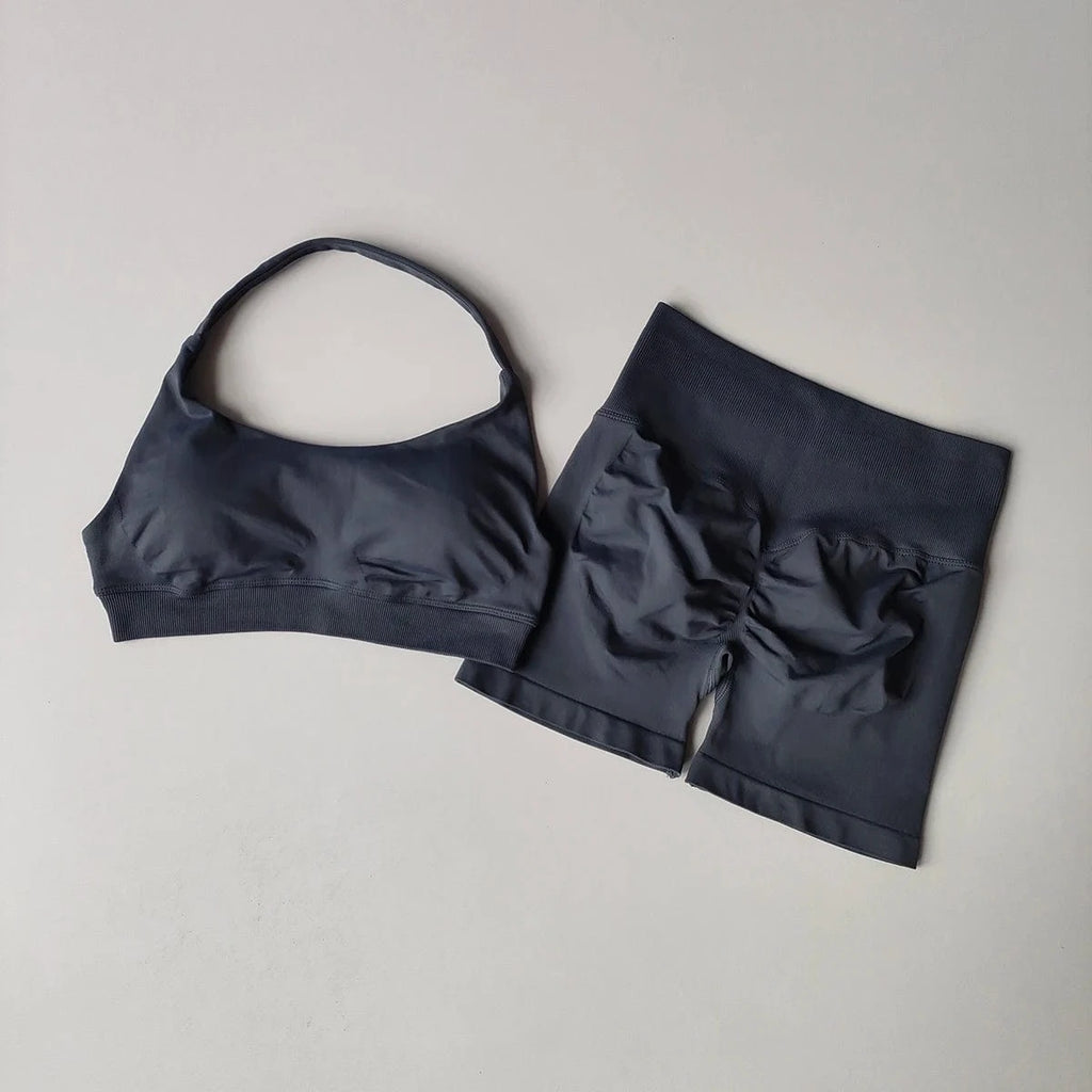 2 Pieces Yoga Suit Women Halter - ShalayeFashion