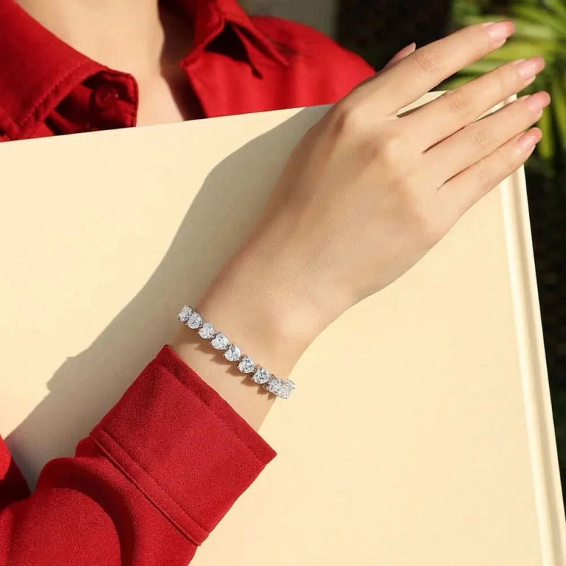 24 Carat Moissanite 925 Sterling Silver Heart Bracelet - ShalayeFashion