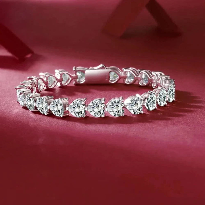 24 Carat Moissanite 925 Sterling Silver Heart Bracelet - ShalayeFashion