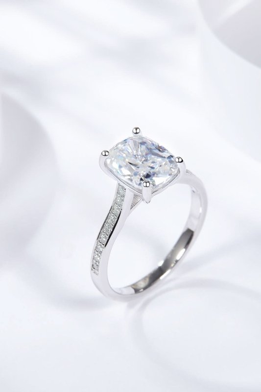 3 Carat Moissanite Platinum - Plated Side Stone Ring - ShalayeFashion