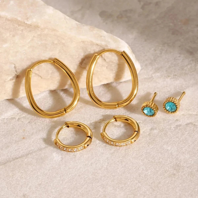 3 - Piece 18K Gold - Plated Earrings - ShalayeFashion