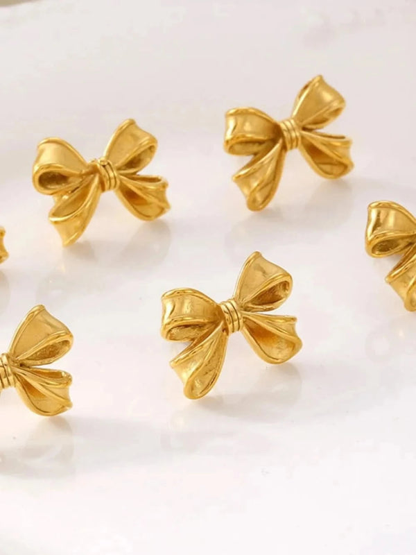 3 Piece Pearl Necklace, Bow Necklace and Stud Earrings Jewelry Set - ShalayeFashion