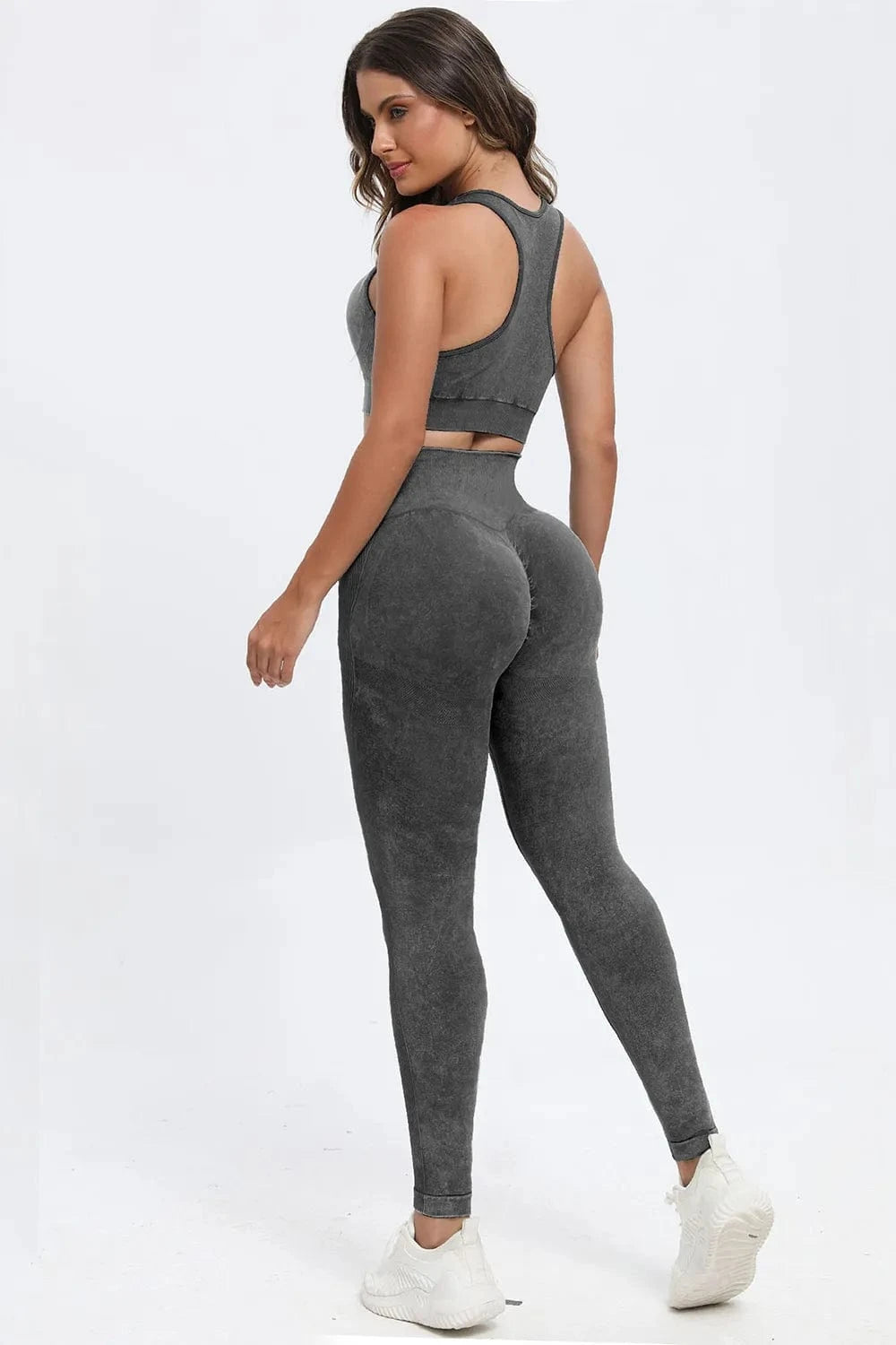 3 Piece Washed Square Neck Wide Strap Active Set - ShalayeFashion