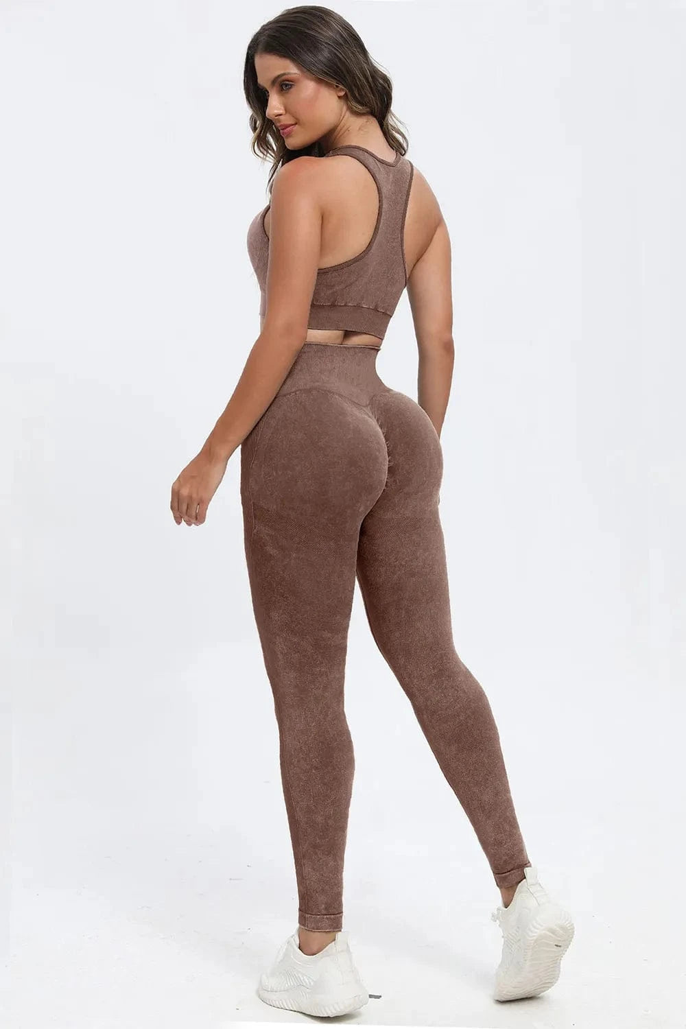 3 Piece Washed Square Neck Wide Strap Active Set - ShalayeFashion