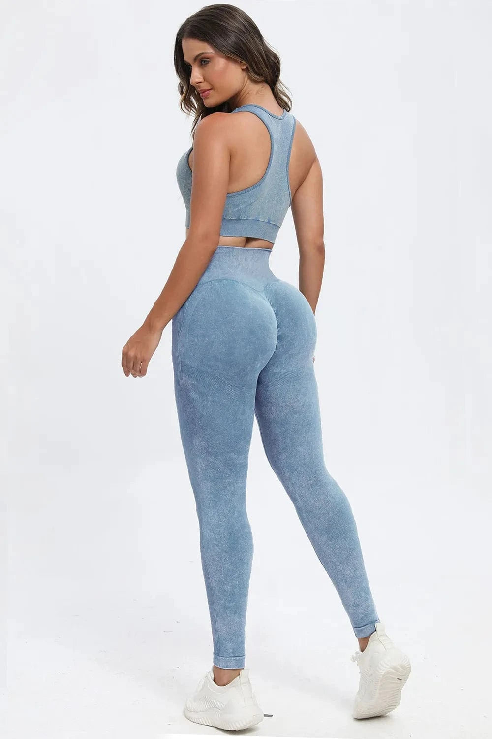 3 Piece Washed Square Neck Wide Strap Active Set - ShalayeFashion